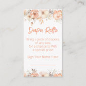 Perzik Bloemen Baby shower Luier Raffle Informatiekaartje (Voorkant)