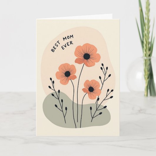 Perzik Bloemen Beste Moeder Ooit Kaart (Voorkant)