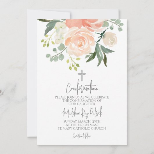 Perzik Bloemen Bevestiging Kaart (Voorkant)