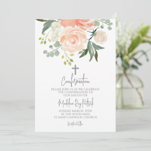 Perzik Bloemen Bevestiging Kaart (Staand voorkant)