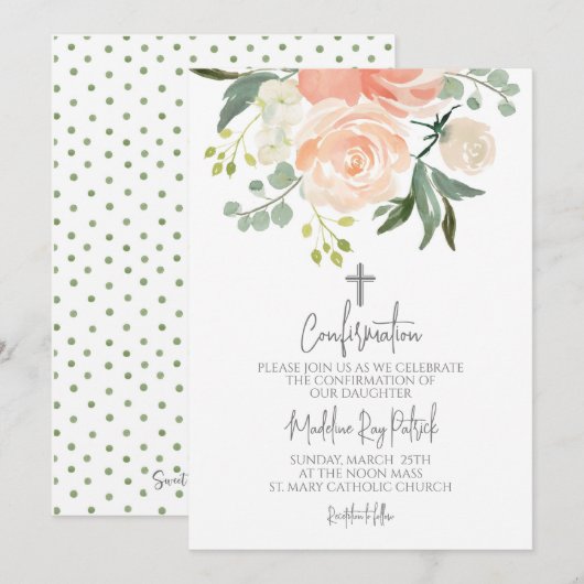 Perzik Bloemen Bevestiging Kaart (Voorkant / Achterkant)