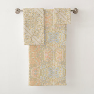 Perzik Bloemen Boho Patroon Bad Handdoek