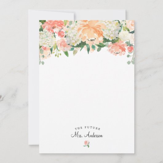 Perzik Bloemen Bruids Douche Uitnodiging (Achterkant)