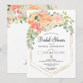  Perzik Bloemen Bruids Douche Uitnodiging (Voorkant / Achterkant)