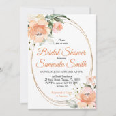Perzik Bloemen Bruids Douche Uitnodiging (Voorkant)