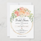 Perzik Bloemen Bruids Douche Uitnodiging (Voorkant)