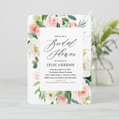 Perzik Bloemen Bruids Douche Uitnodiging (Staand voorkant)