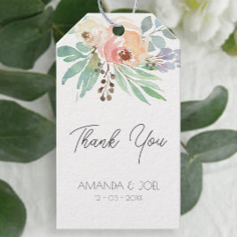 Perzik Bloemen Bruiloft Cadeaulabel