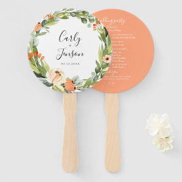 Perzik Bloemen Bruiloft Hand Fans Handwaaier