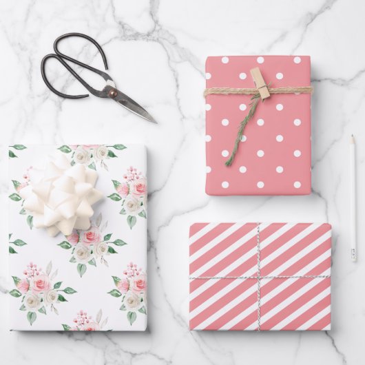 Perzik Bloemen Bruiloft Inpakpapier Vel (Voorkant)