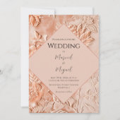 Perzik Bloemen  bruiloft Kaart (Voorkant)