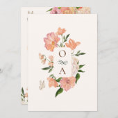 Perzik bloemen bruiloft kaart (Voorkant / Achterkant)