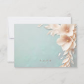 Perzik bloemen bruiloft maaltijd keuzes RSVP (Voorkant)