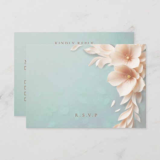 Perzik bloemen bruiloft maaltijd keuzes RSVP (Voorkant / Achterkant)