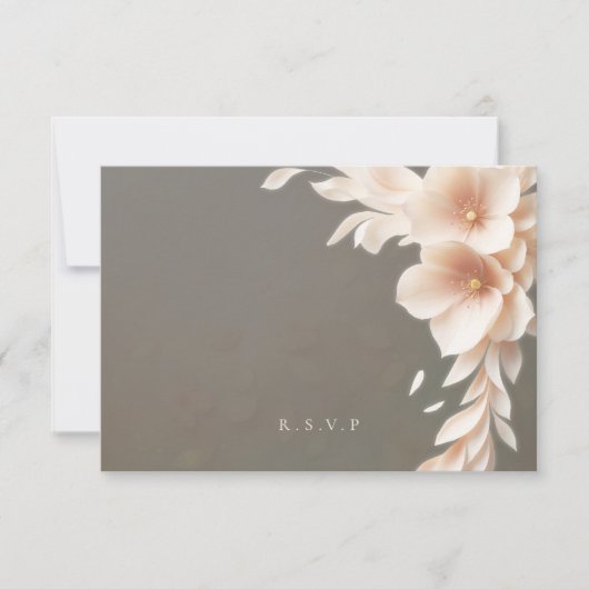 Perzik bloemen bruiloft maaltijd keuzes RSVP (Voorkant)