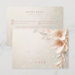 Perzik bloemen bruiloft maaltijd keuzes RSVP Kaartje