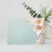 Perzik bloemen bruiloft maaltijd keuzes RSVP Kaartje (Staand voorkant)