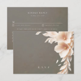 Perzik bloemen bruiloft maaltijd keuzes RSVP Kaartje