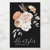 Perzik Bloemen Bruiloft Mini Wijnfles Label Wijn Etiket (Enkel label)