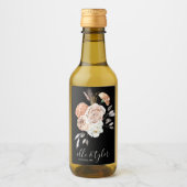 Perzik Bloemen Bruiloft Mini Wijnfles Label Wijn Etiket (Voorkant)