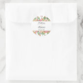 Perzik Bloemen Bruiloft Ronde Sticker (Tas)