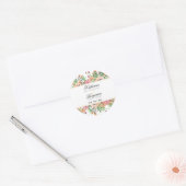 Perzik Bloemen Bruiloft Ronde Sticker (Envelop)