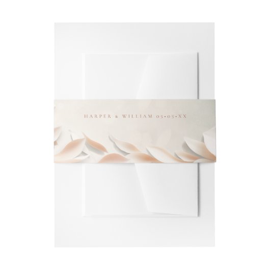 Perzik bloemen bruiloft uitnodiging uitnodigingen wikkel (Voorkant Voorbeeld)