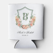 Perzik Bloemen Crest Bruiloft Cooler (Voorkant)