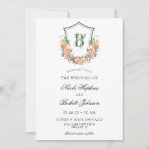 Perzik Bloemen Crest Bruiloft