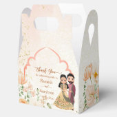 Perzik bloemen cute Indiase bruid koppel aangepast Bedankdoosjes (Geopend)
