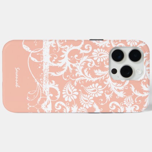 Perzik Bloemen Damask Kies kleur Case-Mate iPhone Case (Achterkant (horizontaal))