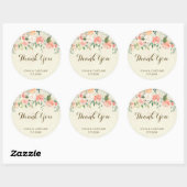Perzik Bloemen Dank u gunsten sticker Elegant (Vel)