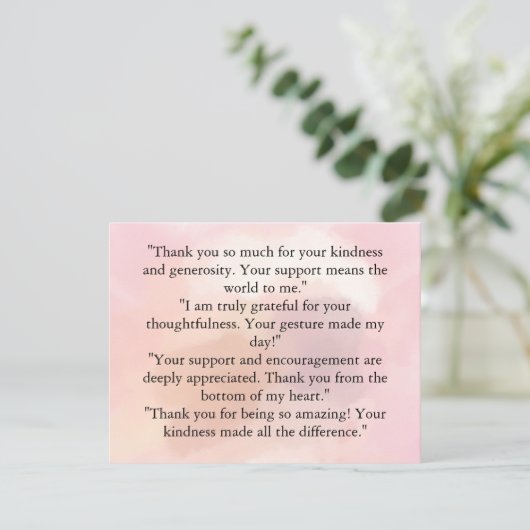 Perzik Bloemen Dank u kaart - Dankbaar Hart (Staand voorkant)