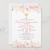 Perzik Bloemen Eerste Communie Elegante Kelk Kaart (Voorkant)