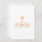 Perzik Bloemen Eerste Communie Elegante Kelk Kaart (Achterkant)