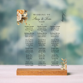 Perzik Bloemen Elegante Trouwzitting Acryl Bord