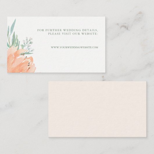 Perzik Bloemen en Eucalyptus Wedding Website Invoe Informatiekaartje (Voorkant / Achterkant)