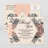 Perzik Bloemen en Streep Briefkaart (Voorkant / Achterkant)