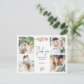 perzik Bloemen Foto bruiloft Dank u Briefkaart (Staand voorkant)