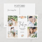 perzik Bloemen Foto bruiloft Dank u Briefkaart (Voorkant / Achterkant)
