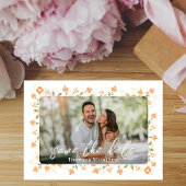Perzik Bloemen Fotocollage bruiloft Save The Date