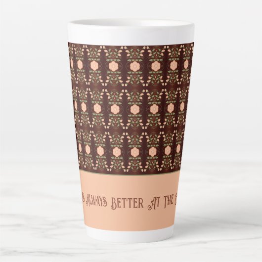 Perzik Bloemen geaccentueerd Latte Mok (Voorkant)