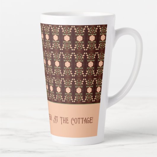 Perzik Bloemen geaccentueerd Latte Mok (Rechts)