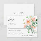 Perzik Bloemen geen Maaltijd RSVP V3 Kaartje (Voorkant / Achterkant)