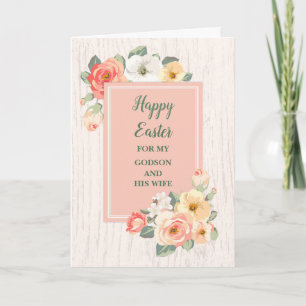 Perzik Bloemen Gelukkig Pasen Peetzoon en Zijn Vro Feestdagen Kaart