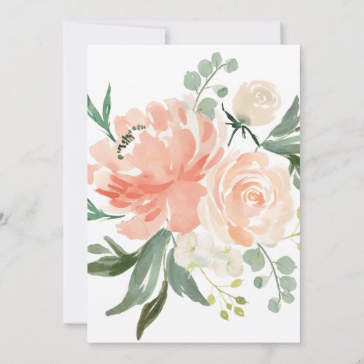 Perzik Bloemen Geometrische Bruids Douche Uitnodig Kaart (Achterkant)