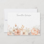 Perzik Bloemen Gepersonaliseerde Flat Note Kaart Notitiekaartje (Voorkant)