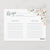 Perzik bloemen & groen, bruidsuitnodiging recept briefkaart (Achterkant)