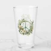 Perzik Bloemen Groene Droom Catcher Vrede Glas (Achterkant)