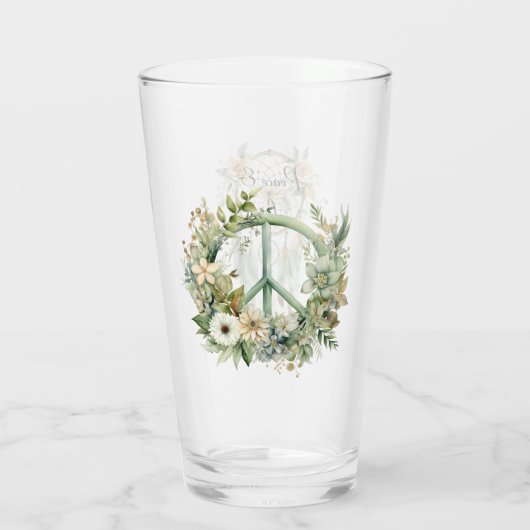 Perzik Bloemen Groene Droom Catcher Vrede Glas (Achterkant)